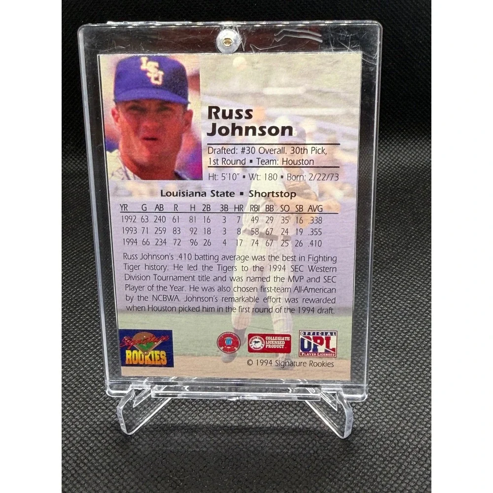 1994 Signature Rookies Russ Johnson LSU Auto Card 1344/3350 Houston Draft Pick